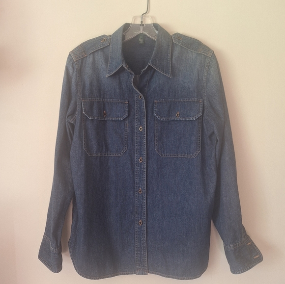 Lauren Ralph Lauren Tops - Ralph Lauren LRL Jeans Co. Lightweight Denim Button Up Shirt Elevated Casual EUC